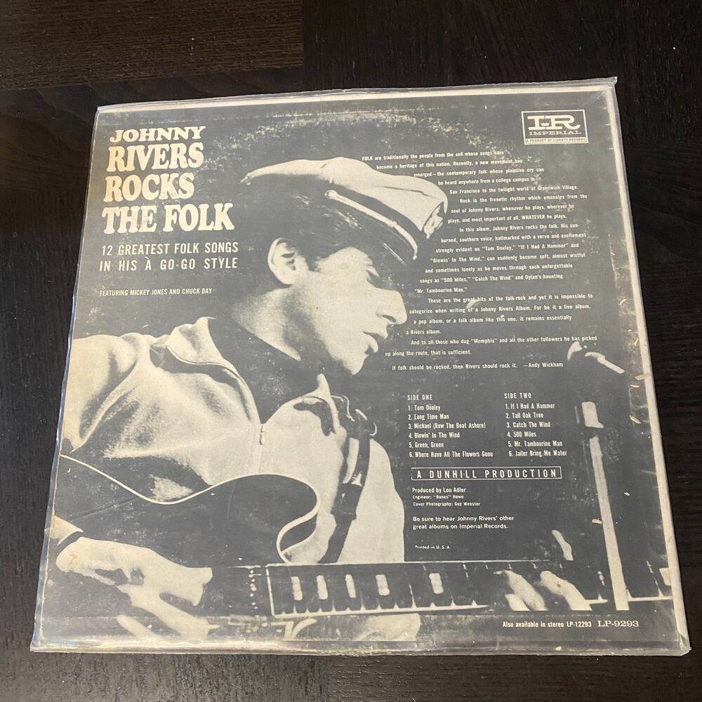 Johnny Rivers – Johnny Rivers Rocks The Folk LP - 1965 12" Vinyl - Picture 2 of 6